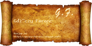 Géczy Ferenc névjegykártya